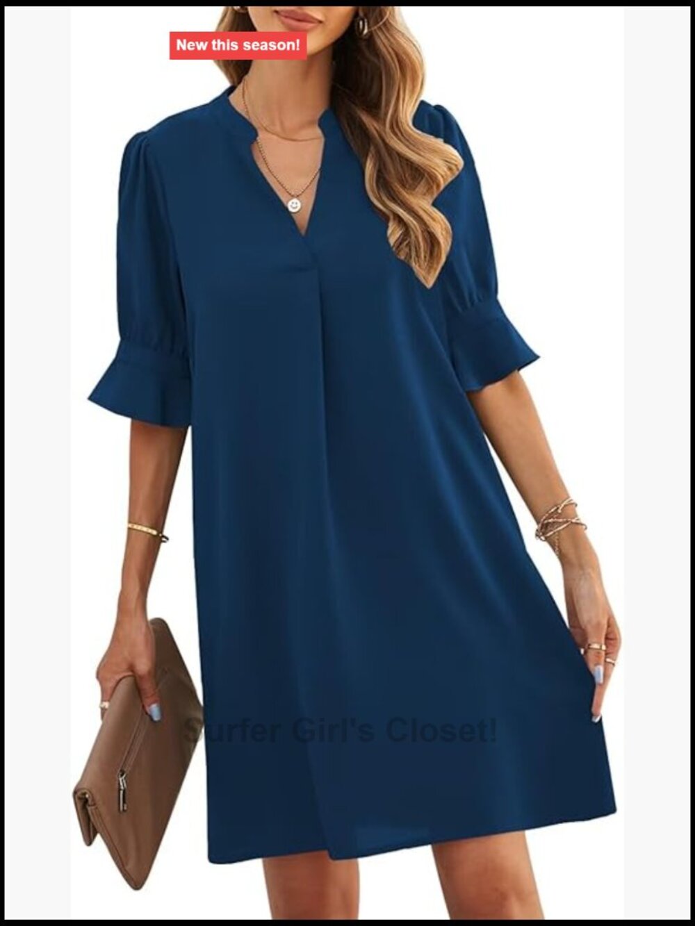 V-Neck Ruffle Sleeve Shift Dress Casual Summer Maternity Dress